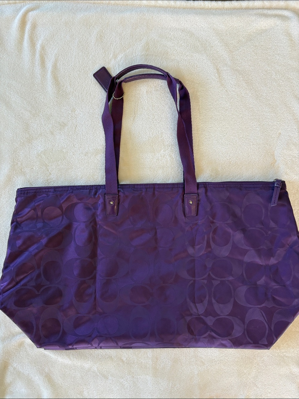 COACH Getaway Signature Nylon Packable Weekender Tote Bag Amethyst Purple NWOT - Picture 10 of 10